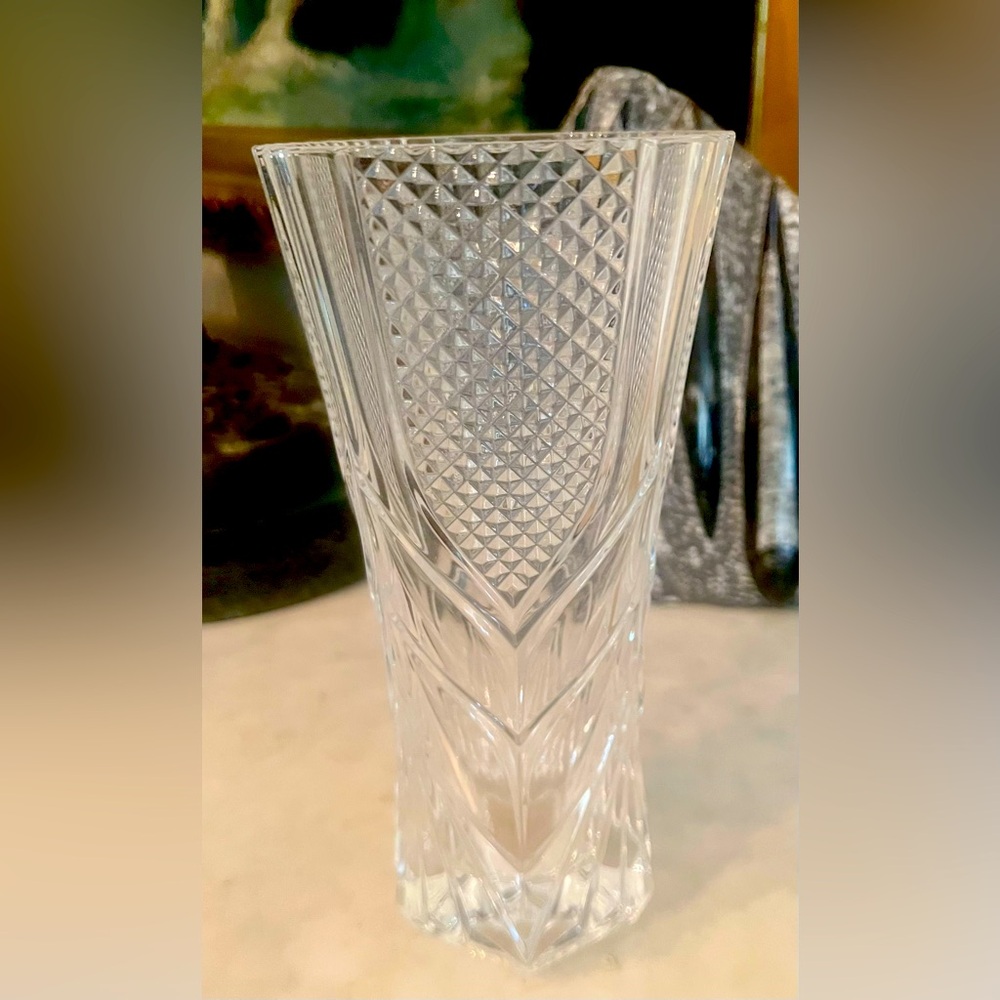 Vintage Cut Crystal Vase Royale CRISTAL France 9” W/Label